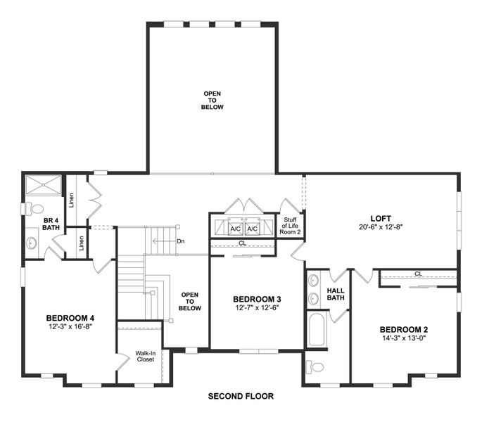 2D floor plan layout for the Montpelier by K. Hovnanian® Homes in Preserve at Deer Lakes, Sanford, FL (Image 4). 2D floor plan layout for the Montpelier by K. Hovnanian® Homes in Preserve at Deer Lakes, Sanford, FL (Image 4).