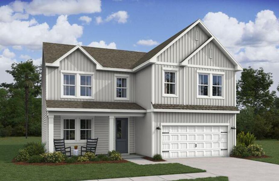 Front exterior of a new home in Stono Village, Hollywood, SC, highlighting curb appeal (Image 1).