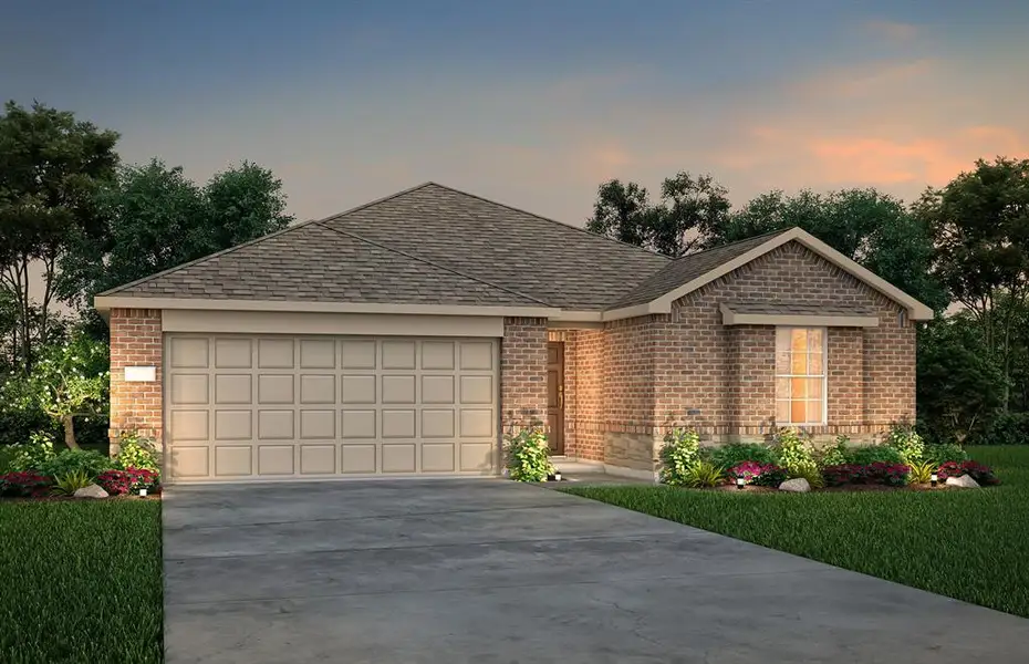 Front exterior of a new home in Elizabeth Creek, Haslet, TX, highlighting curb appeal (Image 1).
