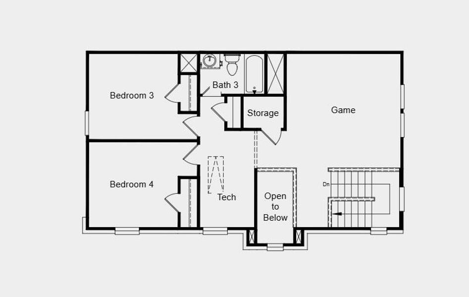 Second Floor Plan - Additional highlights include: covered back patio with a gas line