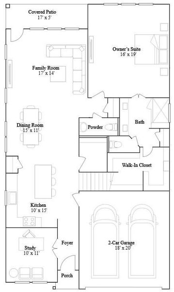 2D floor plan layout of this home in Jordan Ranch, Fulshear, TX (Image 2).