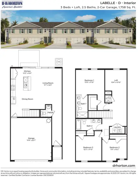 2D floor plan layout of this home in Vineland Reserve, Osteen, FL (Image 3).