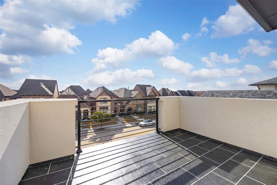 Balcony featuring a residential view