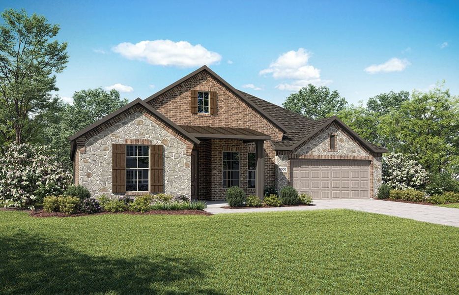 Representative exterior photo of a completed home built from the Bryson by Tri Pointe Homes in Somerset Park, Rockwall, TX (Image 13).