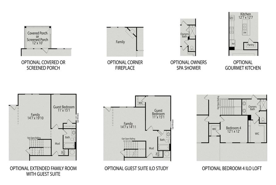 2D floor plan layout for the The Willow B by Davidson Homes LLC in Retreat at North Main, Lillington, NC (Image 6).