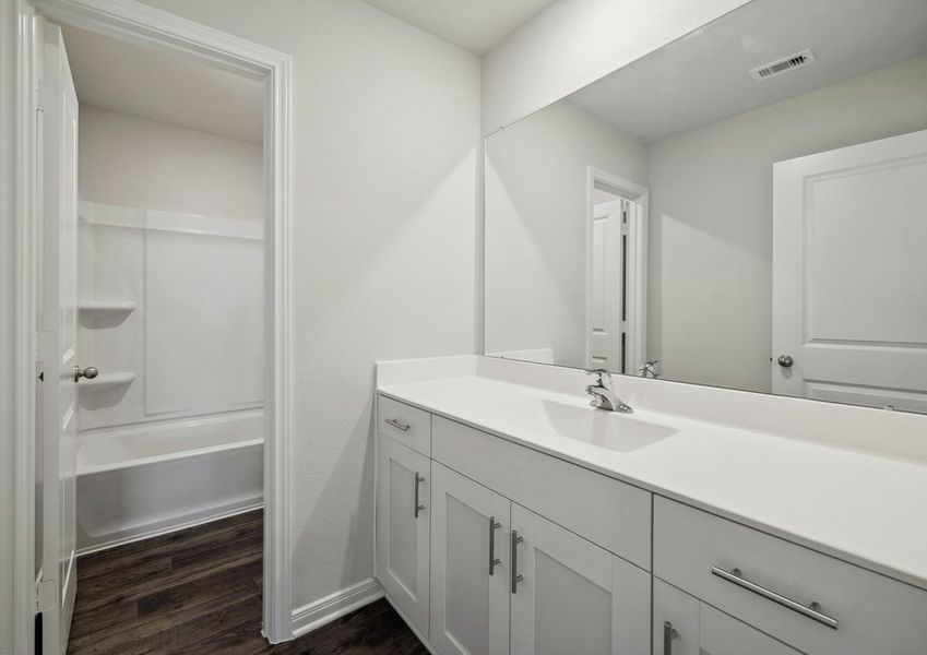 Upstairs bathroom with a spacious vanity