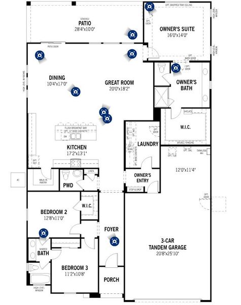 2D floor plan layout of this home in Bella Vista Farms, San Tan Valley, AZ (Image 3).