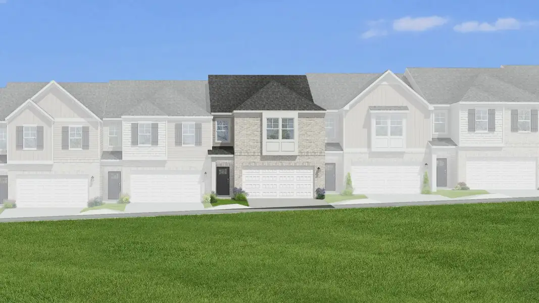 Front exterior of a new home in Bowers Farm Townhomes, McDonough, GA, highlighting curb appeal (Image 20).