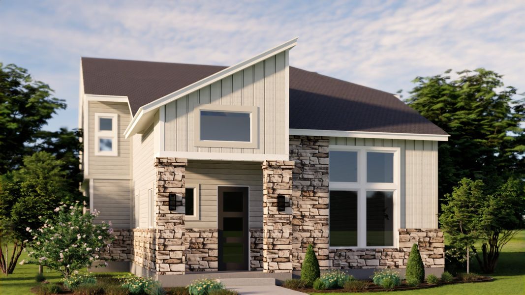 Representative exterior photo of a completed home built from the Fenway by Pacesetter Homes in Easton Park, Austin, TX (Image 1). Representative exterior photo of a completed home built from the Fenway by Pacesetter Homes in Easton Park, Austin, TX (Image 1).