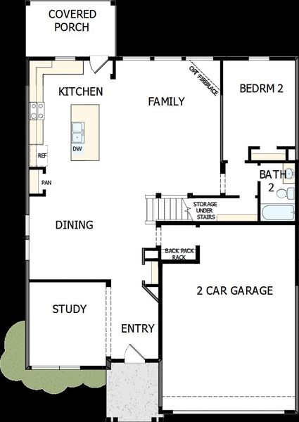 2D floor plan layout of this home in The Preserve at Five Oaks, Lebanon, TN (Image 5).