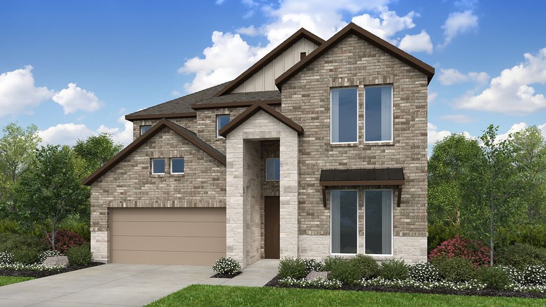 Representative exterior photo of a completed home built from the Balcones by Taylor Morrison in Village Grove, Dripping Springs, TX (Image 23). Representative exterior photo of a completed home built from the Balcones by Taylor Morrison in Village Grove, Dripping Springs, TX (Image 23).
