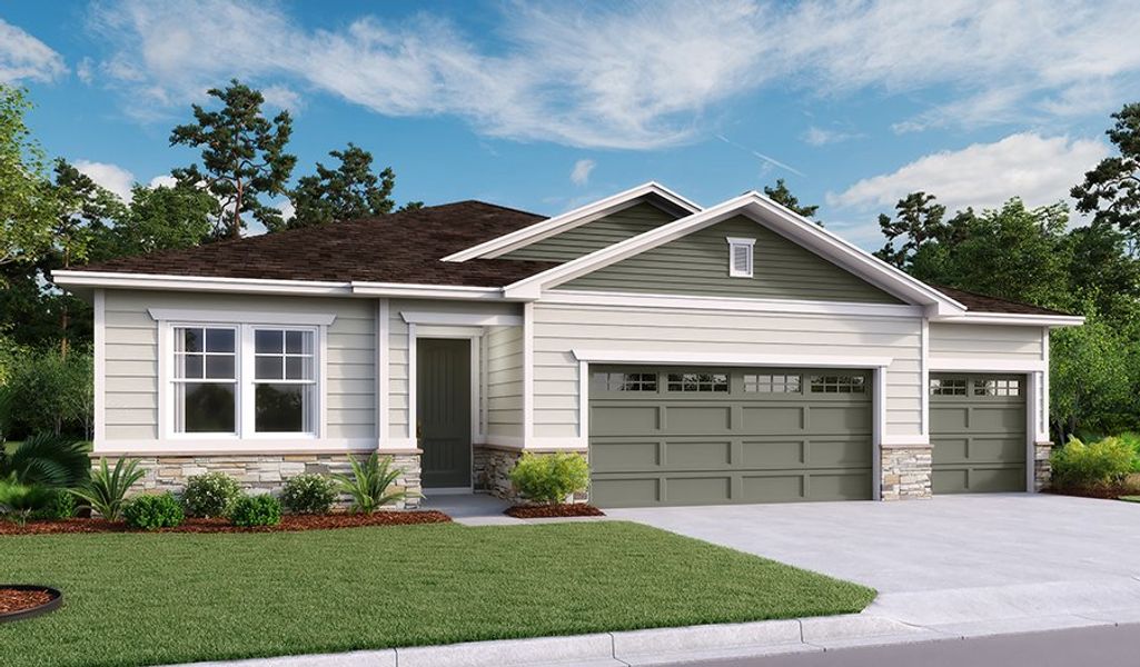 Slate-J927-JAX 3-car Garage Elevation L