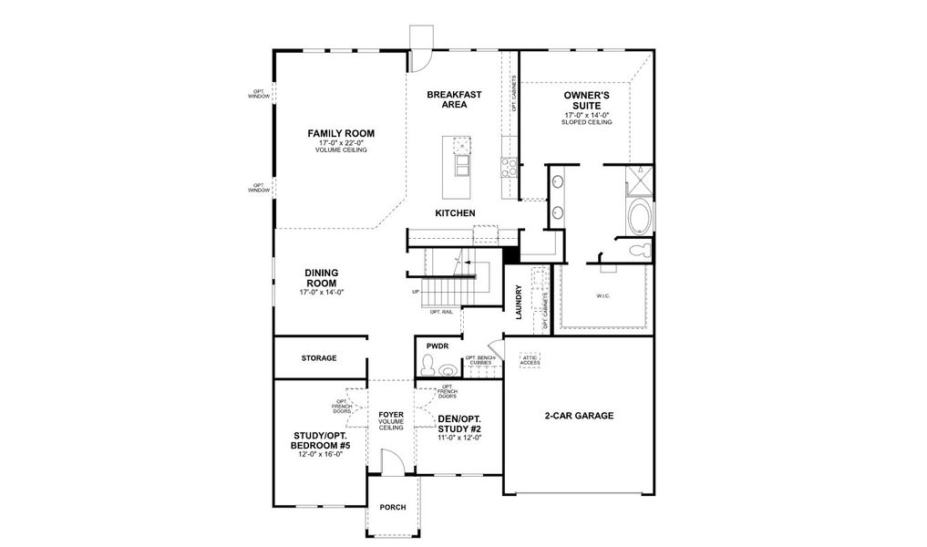2D floor plan layout for the Dickinson - Classic Series by M/I Homes in LaPrelle, Haslet, TX (Image 3).