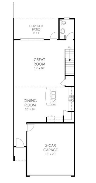 2D floor plan layout for the Coral - Townhomes by Dream Finders Homes in Brook Forest - Townhomes, St. Augustine, FL (Image 6).