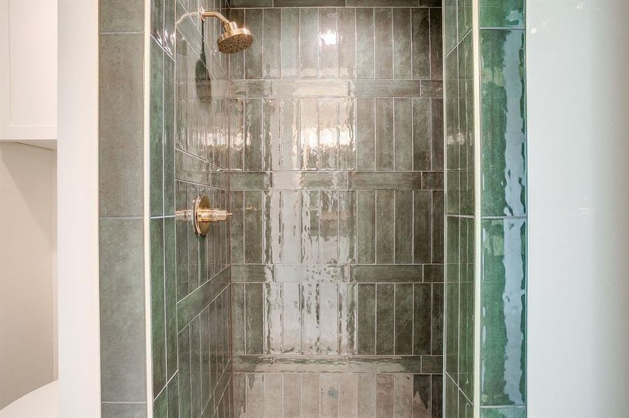 2nd primary bathroom shower with decorative tile 2nd primary bathroom shower with decorative tile