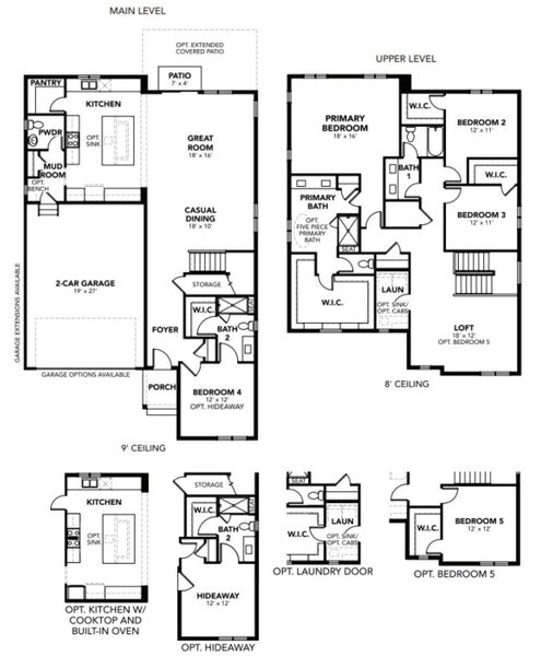 2D floor plan layout for the St. James - Premier by Brightland Homes in Trevenna, Windsor, CO (Image 2).