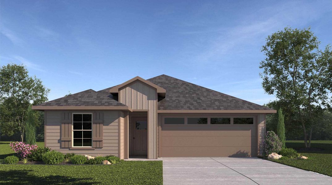 Front exterior of a new home in Saratoga Crossing, Corpus Christi, TX, highlighting curb appeal (Image 1). Front exterior of a new home in Saratoga Crossing, Corpus Christi, TX, highlighting curb appeal (Image 1).