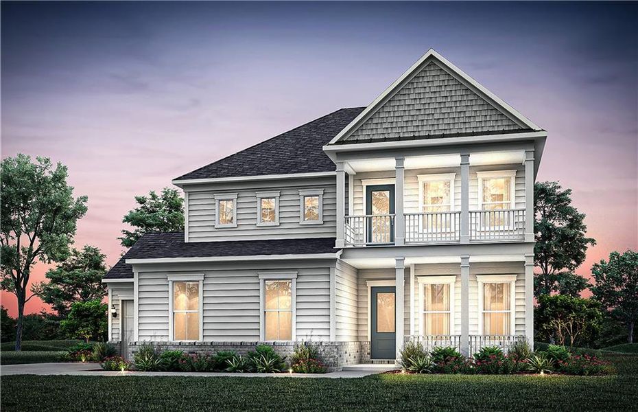 Front exterior of a new home in Traditions of Braselton, Jefferson, GA, highlighting curb appeal (Image 1).