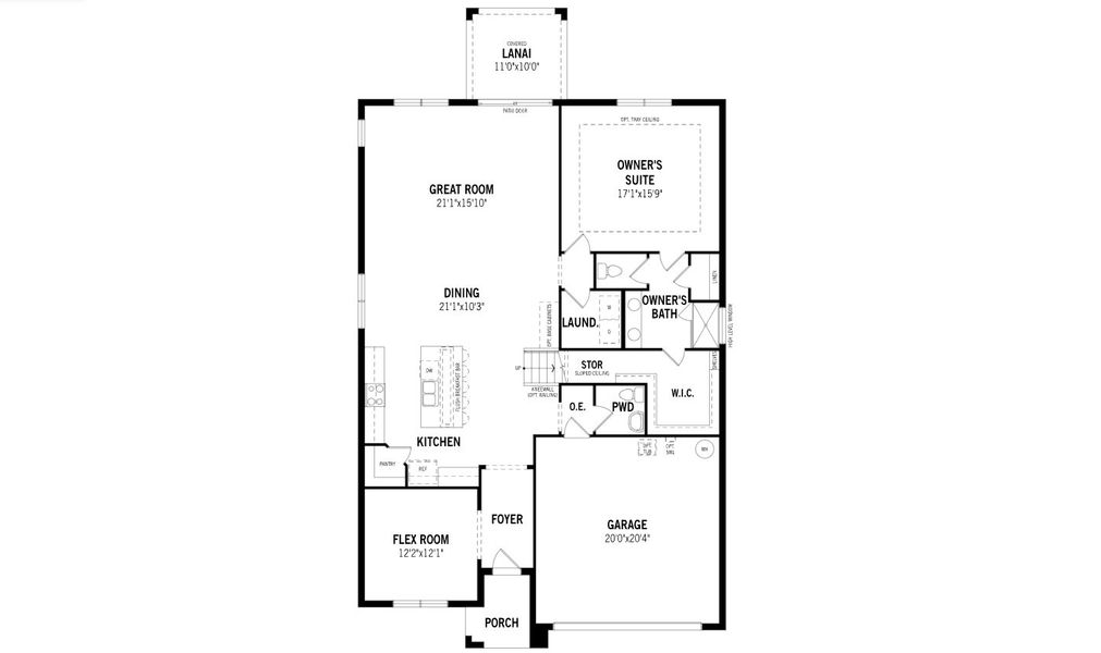 2D floor plan layout for the Teton by Mattamy Homes in Wellen Park, Venice, FL (Image 3).