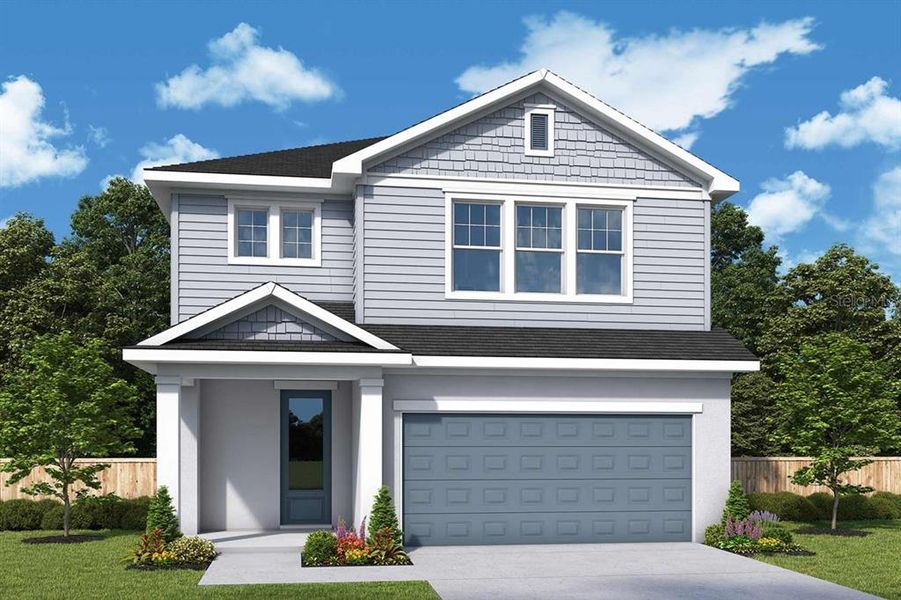 Front exterior of a new home in Chapel Crossings - Garden Series, Wesley Chapel, FL, highlighting curb appeal (Image 1).