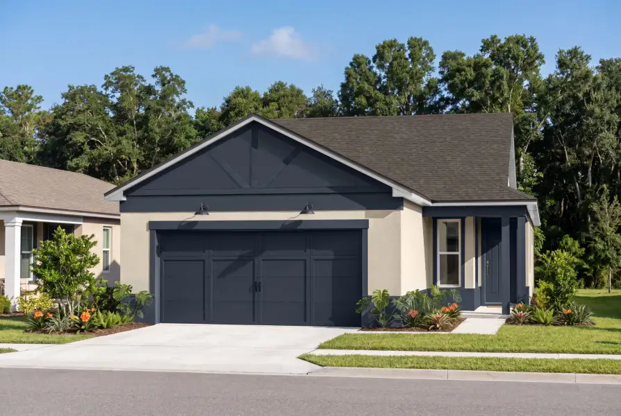 Representative exterior photo of a completed home built from the Flagstone by Del Webb in Del Webb Flagler Beach, Palm Coast, FL (Image 17). Representative exterior photo of a completed home built from the Flagstone by Del Webb in Del Webb Flagler Beach, Palm Coast, FL (Image 17).