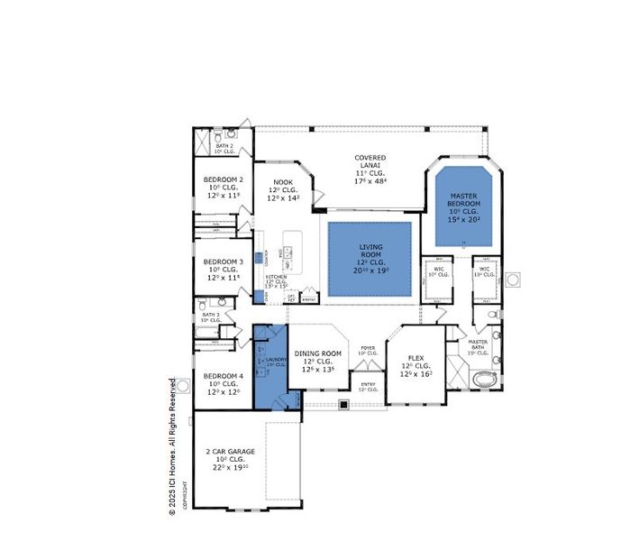2D floor plan layout for the Egret V - Estate Series | 125' Wide Lots by ICI Homes in Prestwick Estates, Ormond Beach, FL (Image 3).