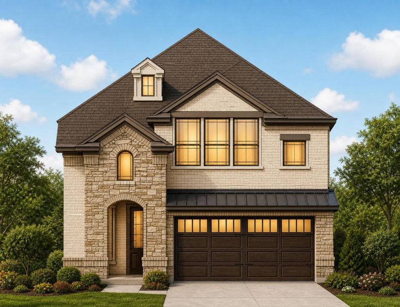 Representative exterior photo of a completed home built from the Royal Bradford by Grand Homes in Trails at Cottonwood Creek, Rowlett, TX (Image 23). Representative exterior photo of a completed home built from the Royal Bradford by Grand Homes in Trails at Cottonwood Creek, Rowlett, TX (Image 23).