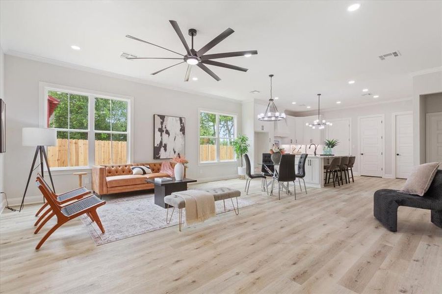 Living area to kitchen view Living area to kitchen view