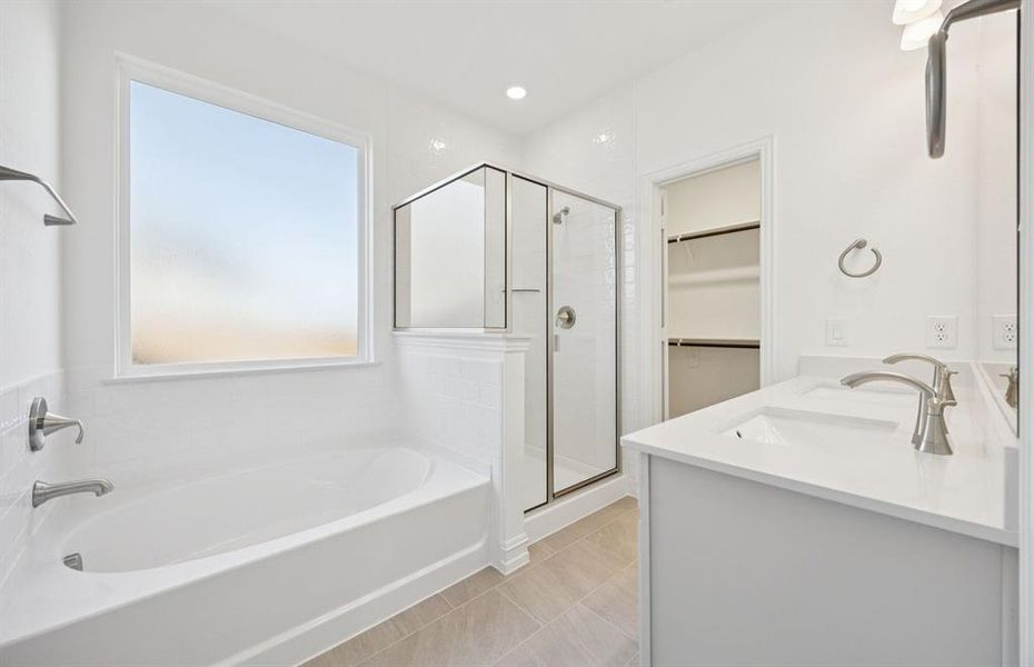 Owner's bath with large shower and tub
