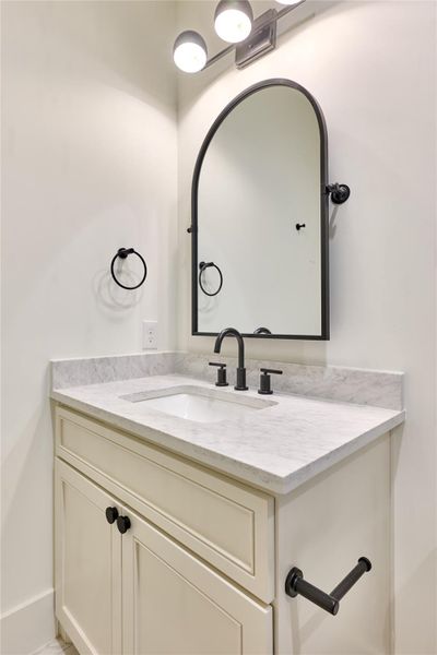 The full secondary bathroom on the second floor offers a clean design with quality finishes. The full secondary bathroom on the second floor offers a clean design with quality finishes.