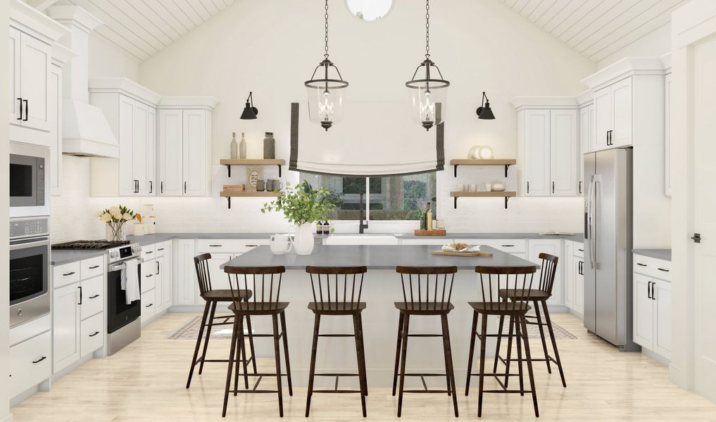 Kitchen with pendant lighting