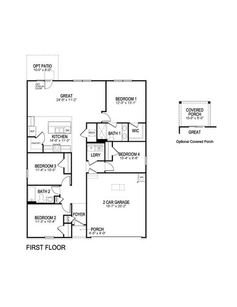 2D floor plan layout for the Freeport by D.R. Horton in Hamptons at Riverwood North, Dallas, GA (Image 3).