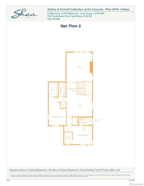 2D floor plan layout of this home in Gallery at The Canyons, Castle Pines, CO (Image 3).