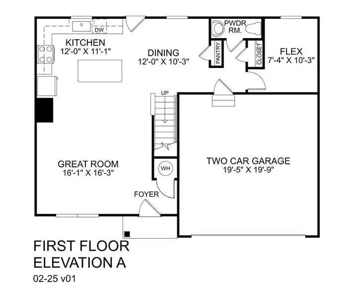 2D floor plan layout for the Cedar by Ryan Homes in Bozardt Farms, Charlotte, NC (Image 2).