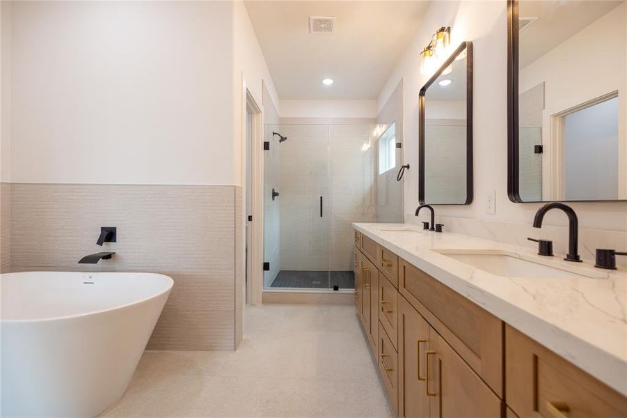 Alternate view of the your glass enclosed shower, which offers a built-in bench