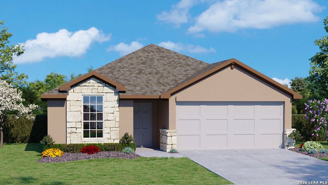 Front exterior of a new home in High Garden, Comfort, TX, highlighting curb appeal (Image 1). Front exterior of a new home in High Garden, Comfort, TX, highlighting curb appeal (Image 1).