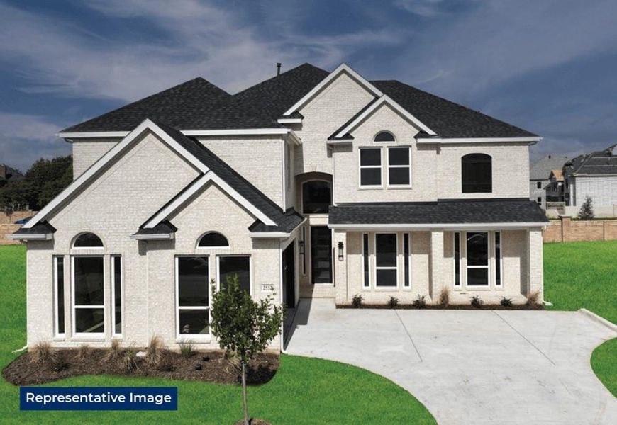 Front exterior of a new home in Cambridge Estates, Prosper, TX, highlighting curb appeal (Image 18).