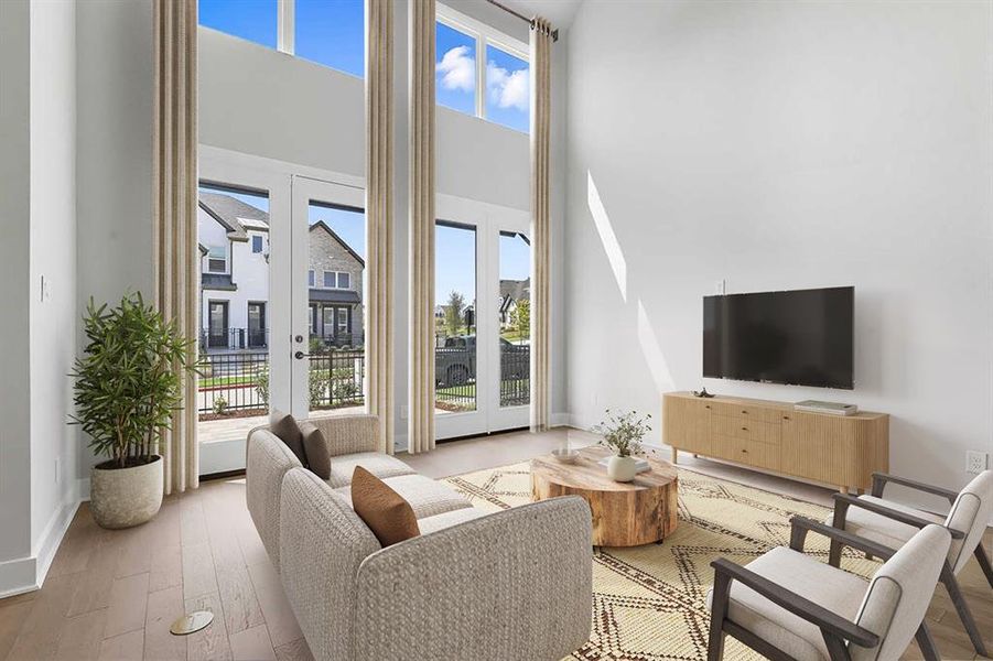 Furnished interior view inside a new home in Walsh: Townhomes - The Patios, Aledo (Image 5). Furnished interior view inside a new home in Walsh: Townhomes - The Patios, Aledo (Image 5).