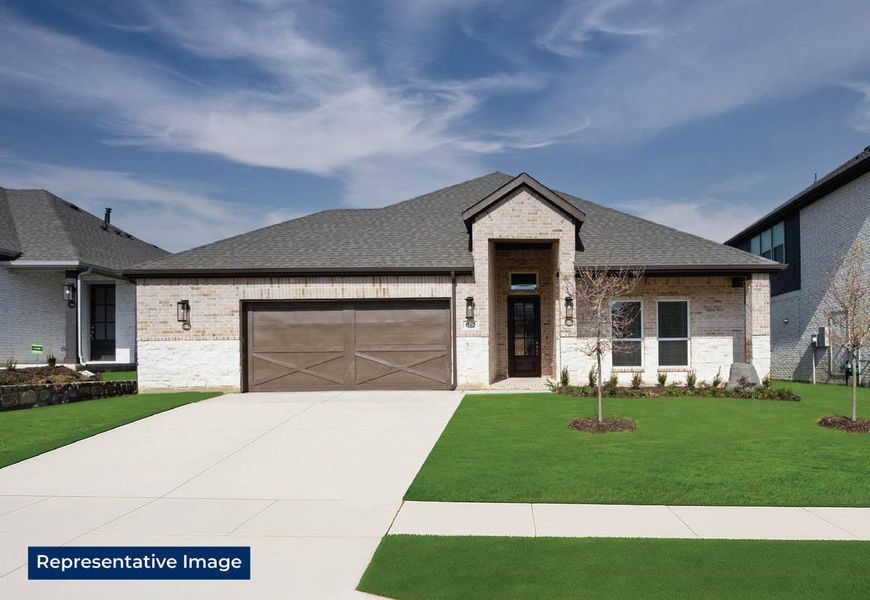 Representative exterior photo of a completed home built from the Woodford 2F-WP by First Texas Homes in La Frontera, Fort Worth, TX (Image 1). Representative exterior photo of a completed home built from the Woodford 2F-WP by First Texas Homes in La Frontera, Fort Worth, TX (Image 1).