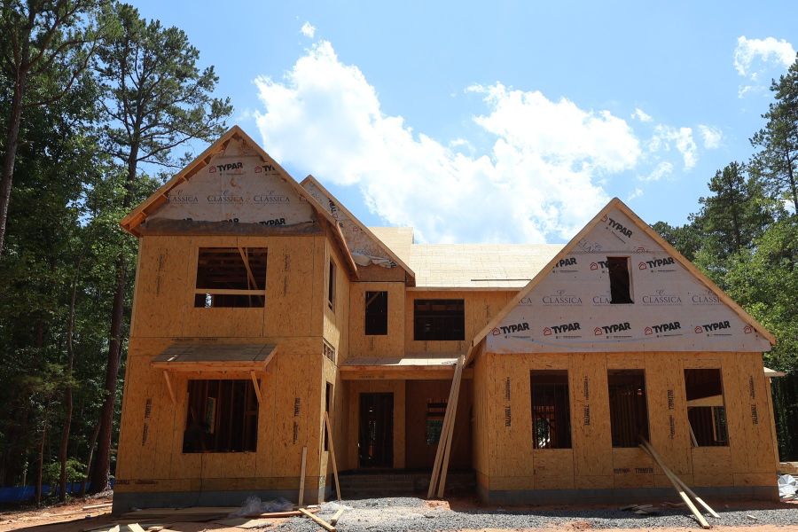 In-progress construction of a new home in Weddington Grove, Weddington, NC (Image 44).