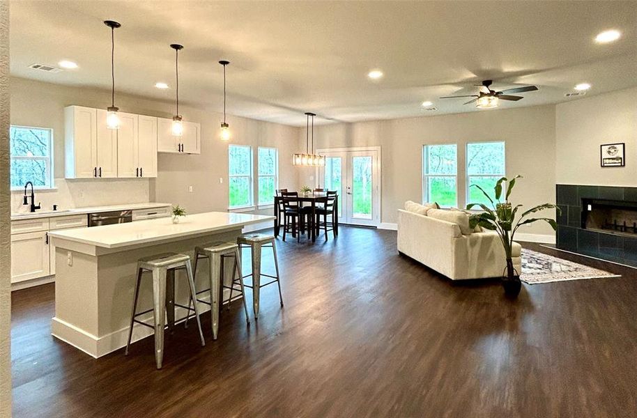 Large kitchen island.