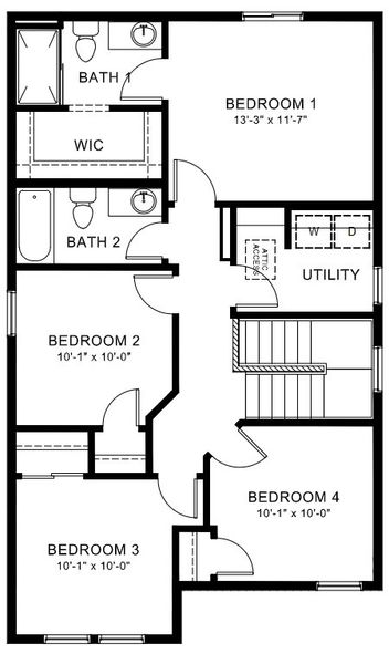 2D floor plan layout for the Thrush by D.R. Horton in The Ridge at Lorson Ranch, Colorado Springs, CO (Image 4).