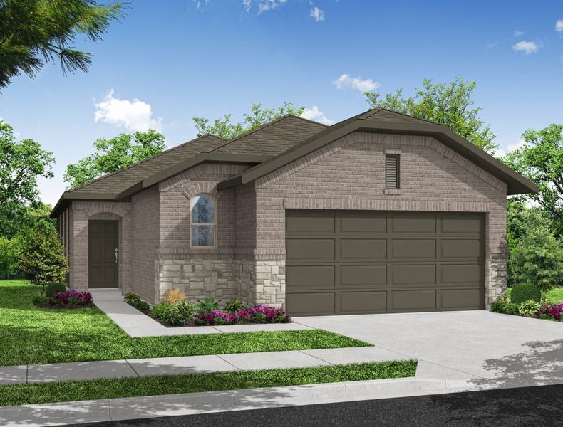 Representative exterior photo of a completed home built from the Rowan by Impression Homes in Bryant Farms, Melissa, TX (Image 7). Representative exterior photo of a completed home built from the Rowan by Impression Homes in Bryant Farms, Melissa, TX (Image 7).