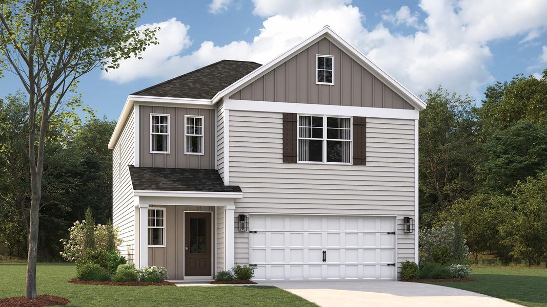 Front exterior of a new home in Millstone Village, Morristown, TN, highlighting curb appeal (Image 1).