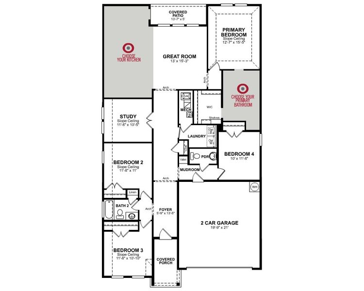 2D floor plan layout for the Magnolia by Beazer Homes in Enclave at Legacy Hills, Celina, TX (Image 4).