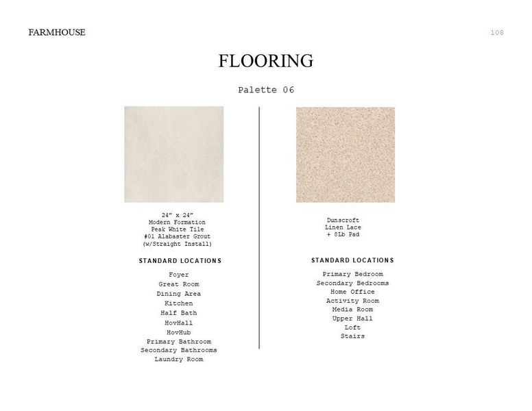 Farmhouse Look Palette 6: Flooring Selection Sheet (*Artist rendering used for illustration purposes only.) Farmhouse Look Palette 6: Flooring Selection Sheet (*Artist rendering used for illustration purposes only.)