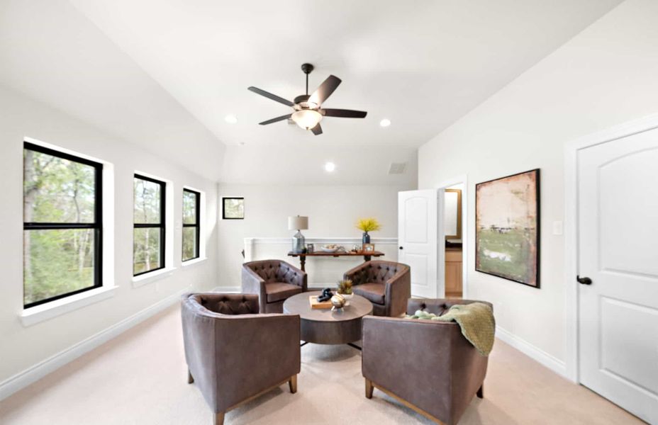 Representative furnished interior of a home built from the 3546 by Ravenna Homes in The Woodlands Hills 65′, Willis (Image 41).