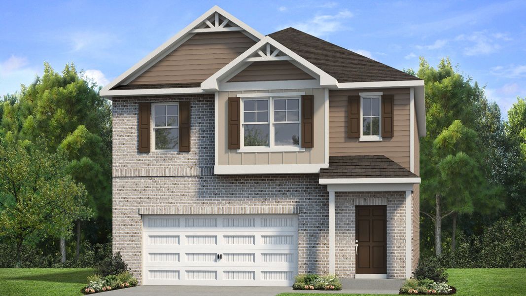 Representative exterior photo of a completed home built from the Layla II by DRB Homes in Towne Center, Hampton, GA (Image 23).