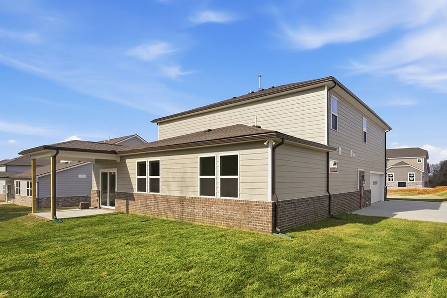 A house with a brick wall. A house with a brick wall.