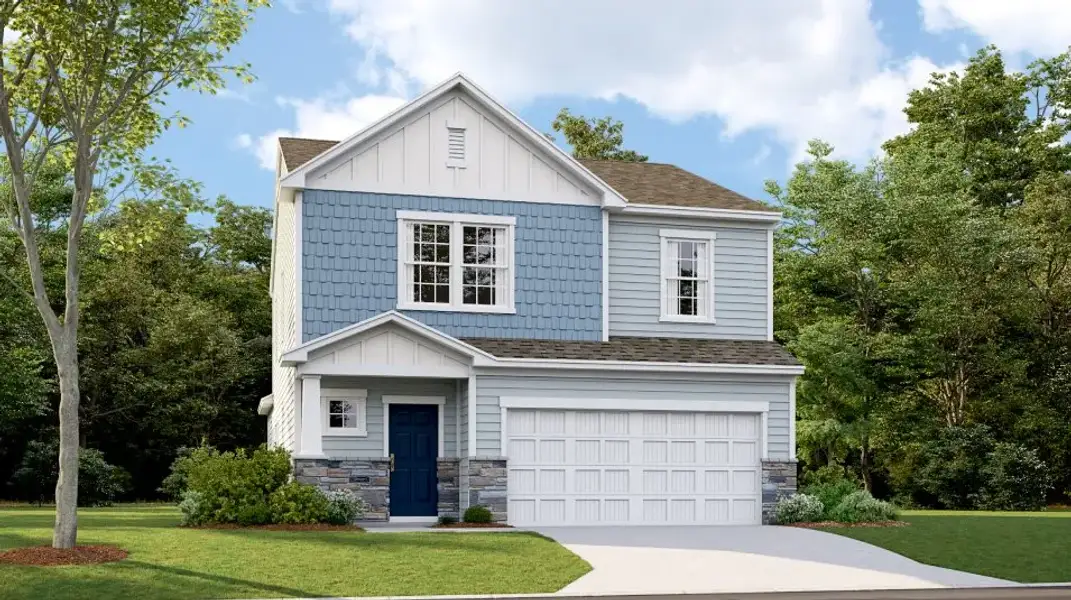 Front exterior of a new home in Summerlyn Village, Kannapolis, NC, highlighting curb appeal (Image 1). Front exterior of a new home in Summerlyn Village, Kannapolis, NC, highlighting curb appeal (Image 1).